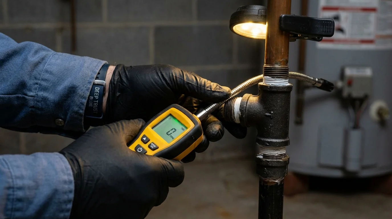 Gas leak detection with electronic sniffer by Johns Plumbing LLC in Elyria